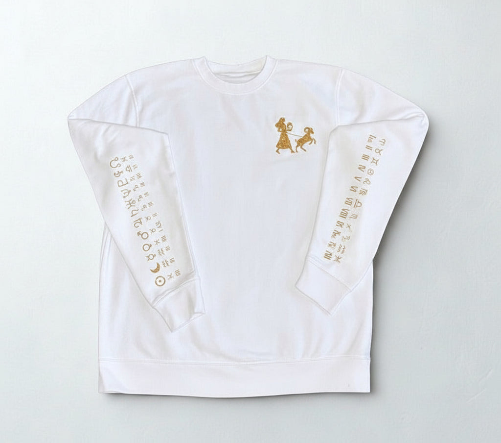 The Sun Crewneck White and Gold